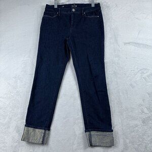 White House Black Market Jeans Women's Size 6 The Slim Ankle Cuffed Hem Blue